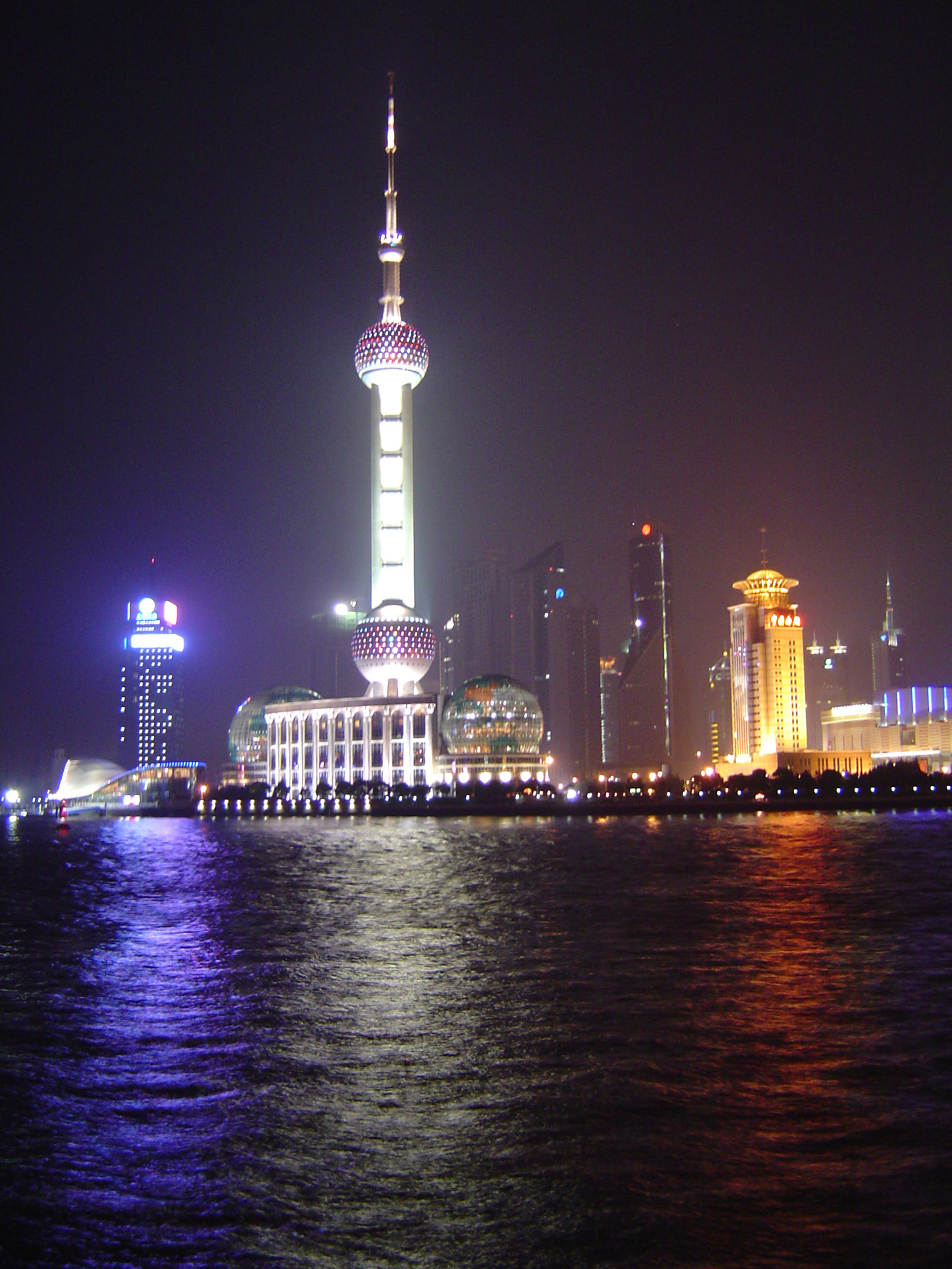 an image of Beautiful Attraction at Night of Famous Oriental Pearl Tower in Shanghai China.